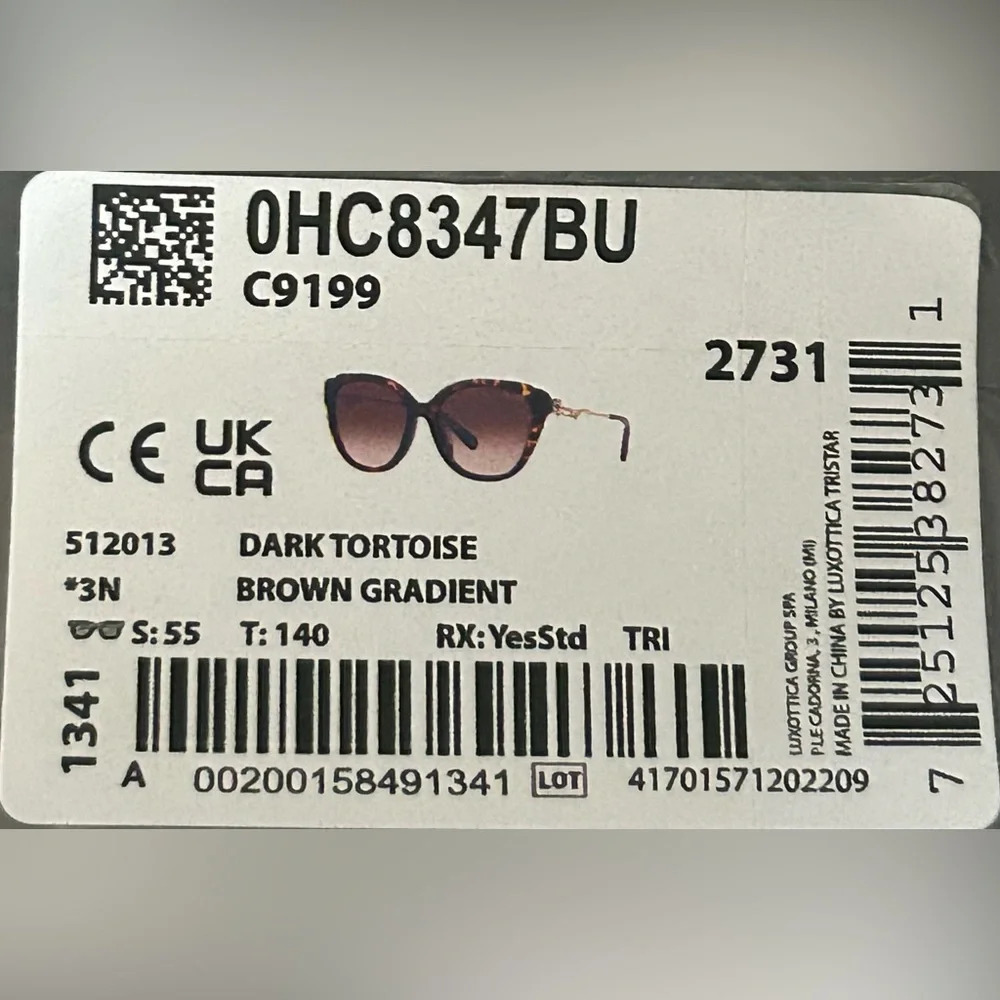COACH Tea Rose Cat Eye Dark Tortoise Frame w/Brown Gradient UV Lenses w/Case - Picture 8 of 8